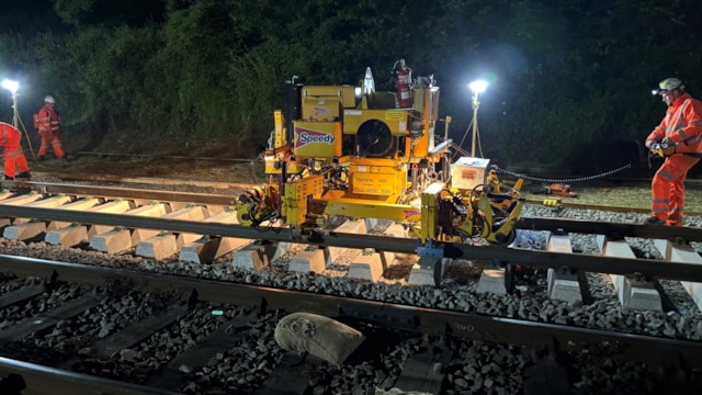 Passengers advised to plan ahead as Brighton Main Line engineering takes place over two weekends: Network Rail engineers replacing track at Ledbury cropped
